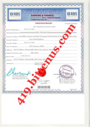 419419419419419419419Deposit Certificate